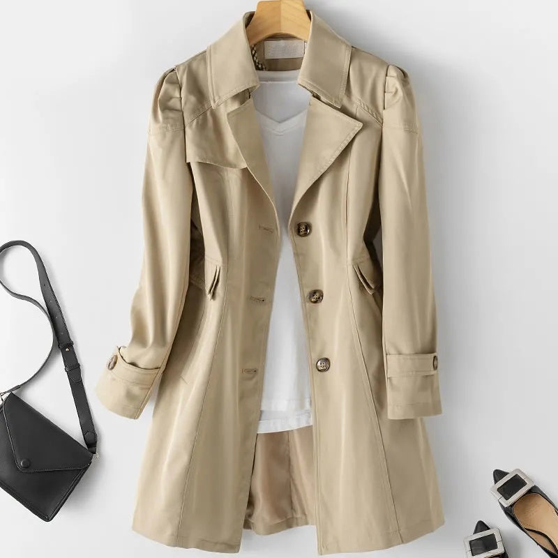 Eleganter Damen-Midi-Trenchcoat – Ideal für den Alltag