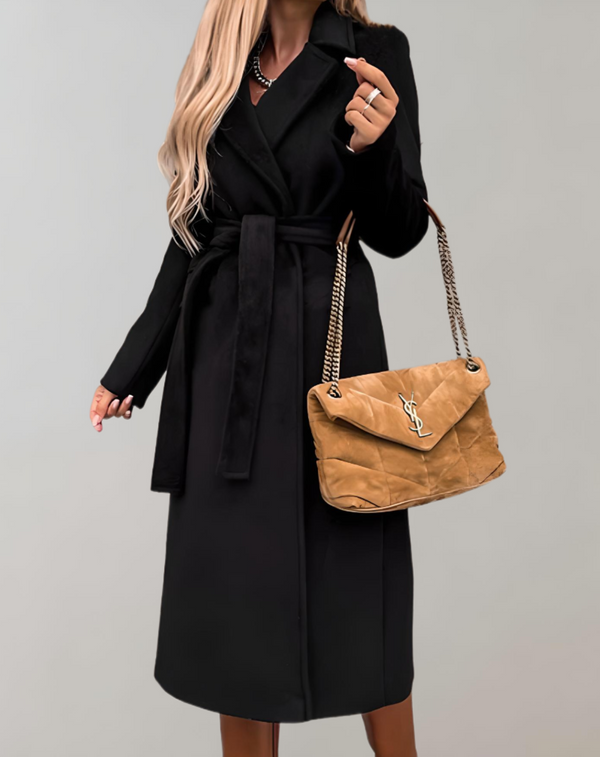 Eleganter langer Herbstmantel für Damen mit Taillengürtel für eine stilvolle Ausstrahlung