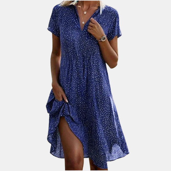 Leichtes Sommerkleid mit Punktmuster und stilvollem V-Ausschnitt
