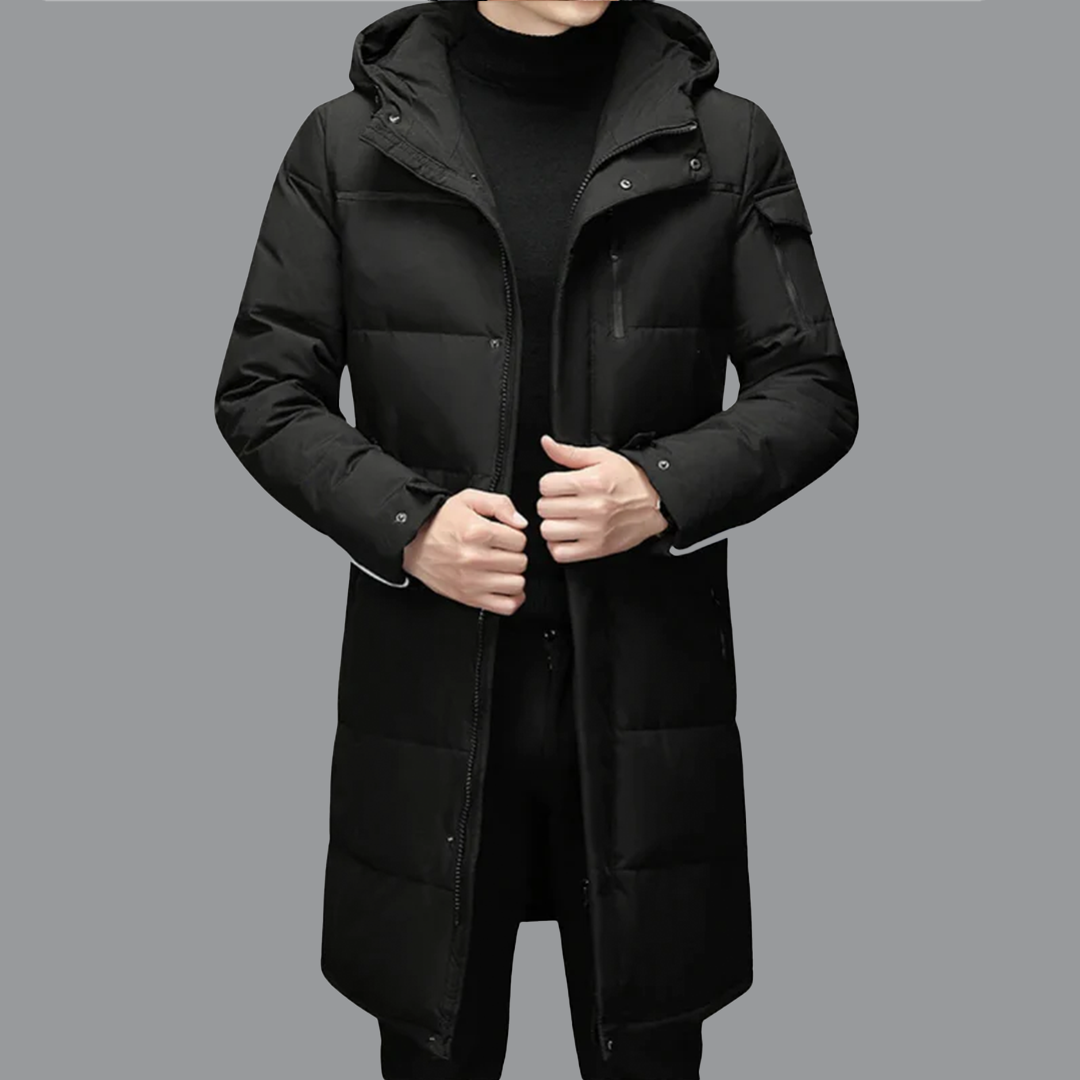 Langer Herren-Wintermantel mit modernem Design für kalte Tage