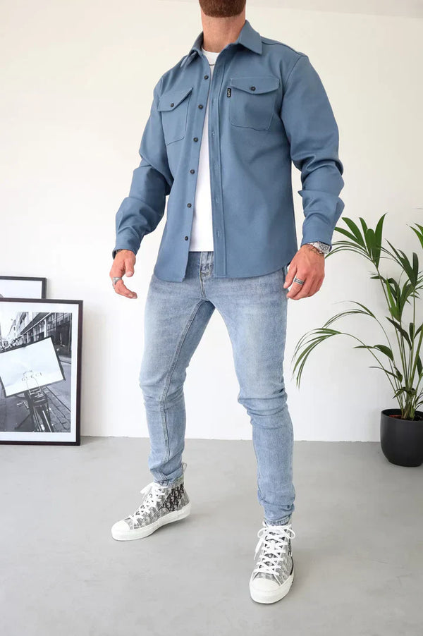 Herren Overshirt Jacke mit Knopfverschluss und klassischem Look