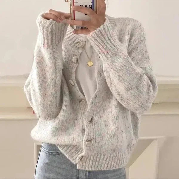Damen-Cardigan mit langen Ärmeln und modischem Knopfverschluss
