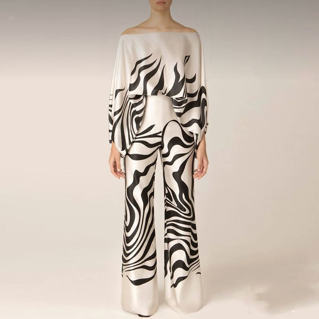 Damen Jumpsuit mit einem Ärmel und weitem Schnitt im eleganten und modernen Stil