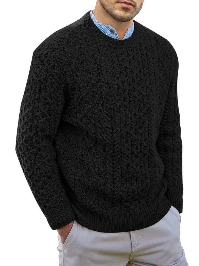 Herren Vintage Pullover mit Rundhalsausschnitt – Lockerer Schnitt und Einfarbig