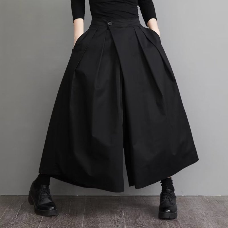 Elegante Weite Hose mit Hohem Bund und Einfarbigem Design