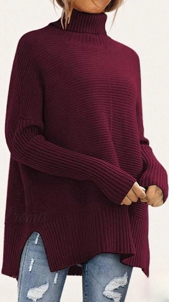 Stilvoller Hochgeschlossener Pullover mit Fledermausärmeln und Lockerer Passform
