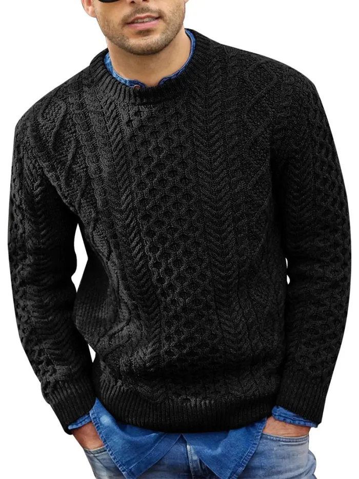 Herren Vintage Pullover mit Rundhalsausschnitt – Lockerer Schnitt und Einfarbig