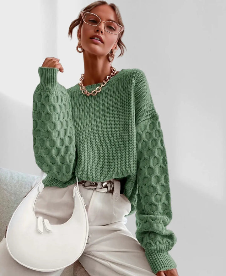 Modischer Damenpullover mit interessantem Ärmel-Design für den Herbst