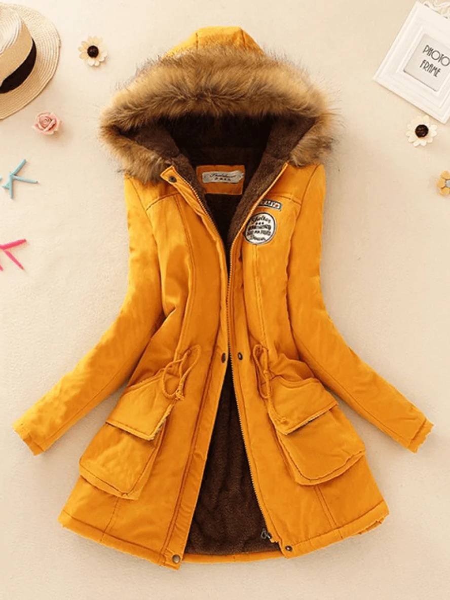 Lässige Damenparka in mittlerer Länge mit Reißverschluss