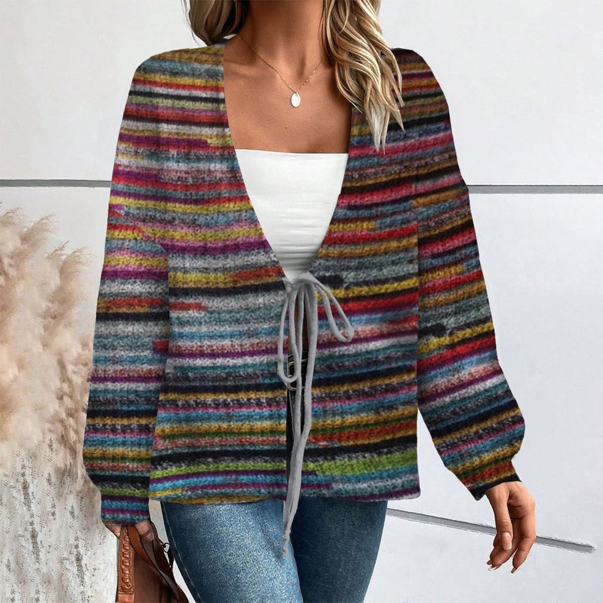 Bequemer Pullover mit V-Ausschnitt und langen Ärmeln für kaltes Wetter