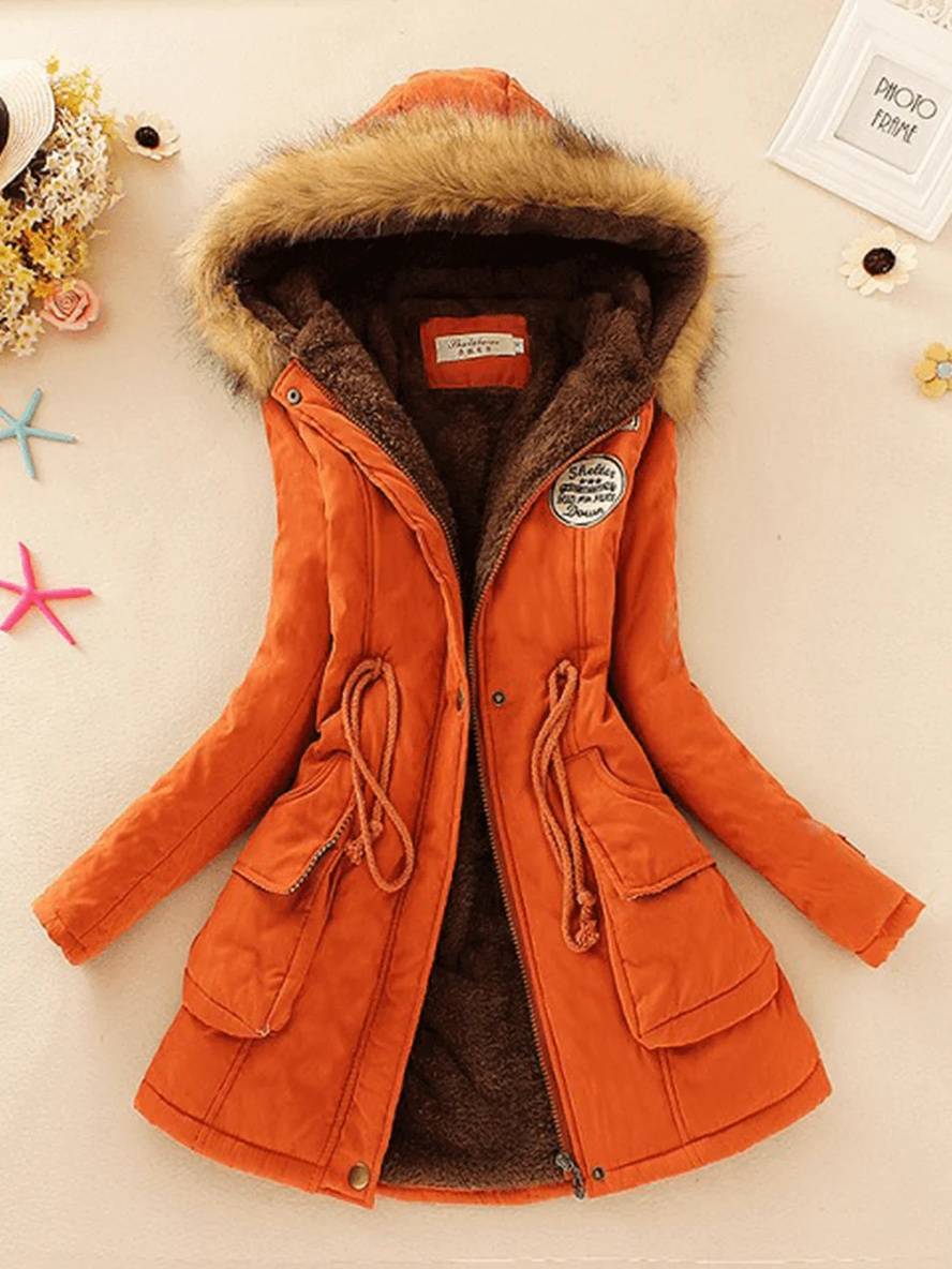 Lässige Damenparka in mittlerer Länge mit Reißverschluss