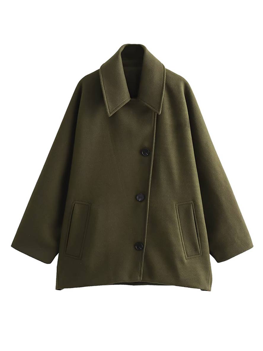 Damenjacke mit Taschen, Reverskragen und weiten Ärmeln für einen eleganten und lässigen Stil