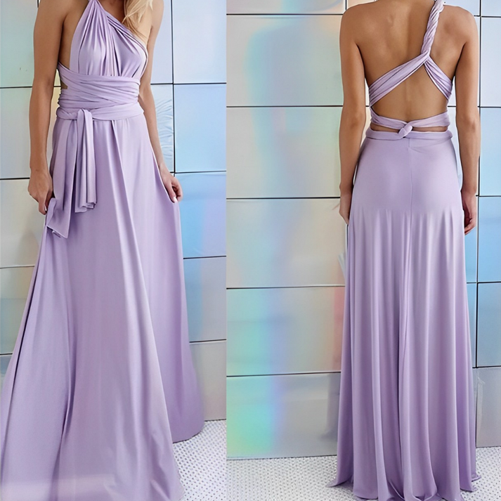 Elegantes langes Abendkleid ohne Ärmel mit offenem Rückendesign