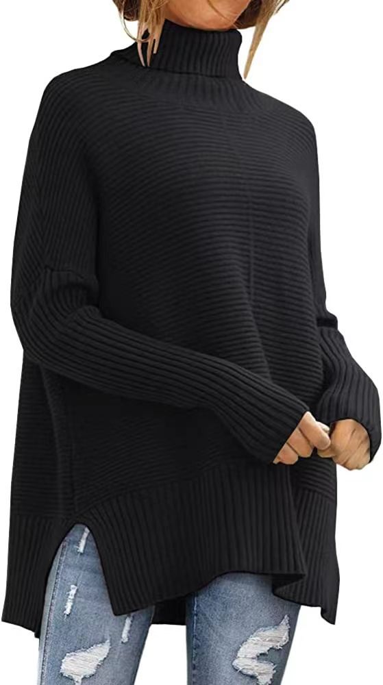 Eleganter Oversize Rollkragenpullover – Damen-Tunika mit Fledermausärmeln für den Herbst