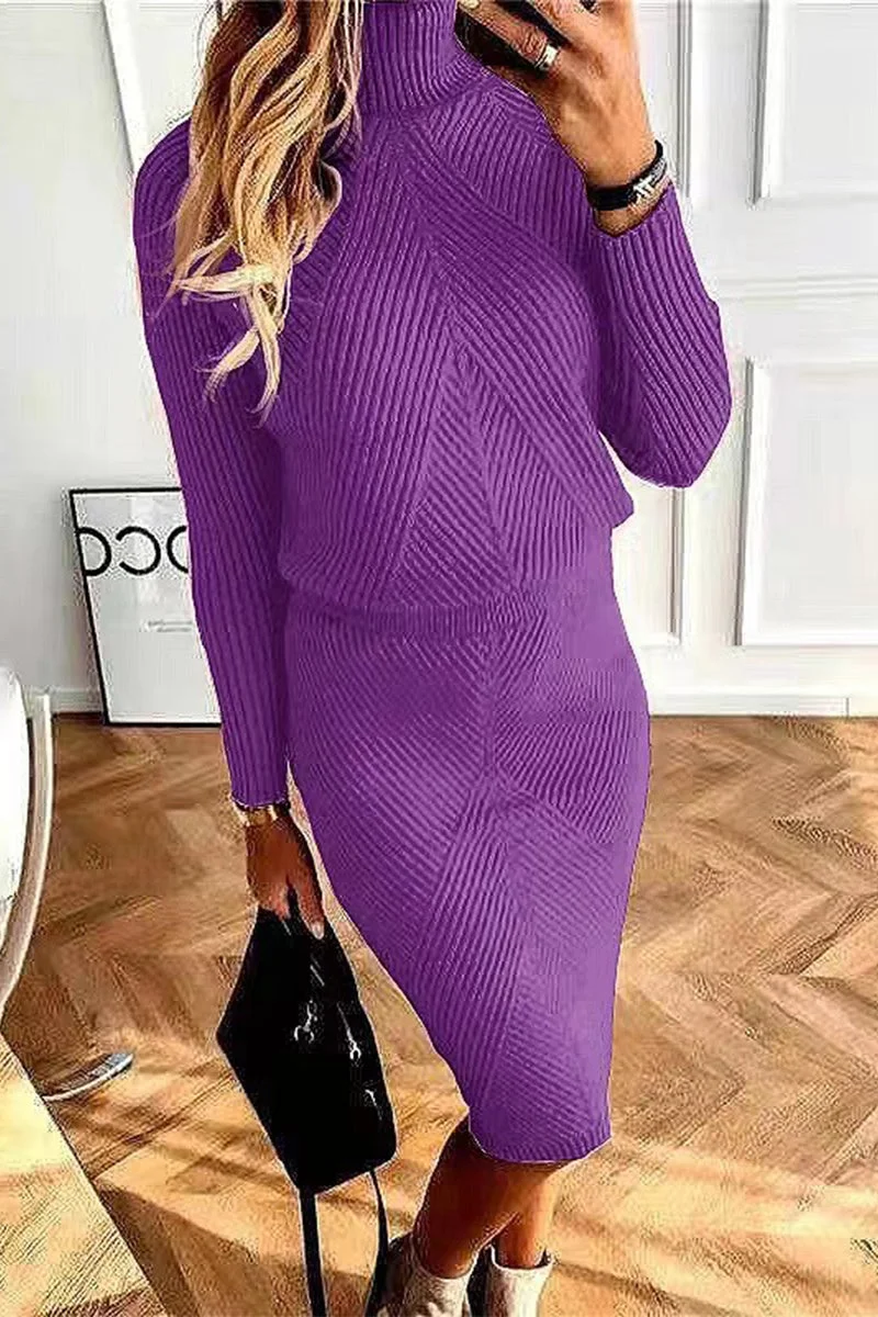 Lässiges Zweiteiliges Outfit für Damen mit Rollkragen und Langarm