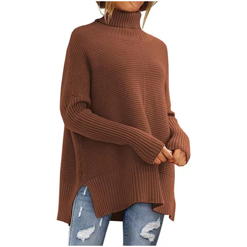 Eleganter Oversize Rollkragenpullover – Damen-Tunika mit Fledermausärmeln für den Herbst
