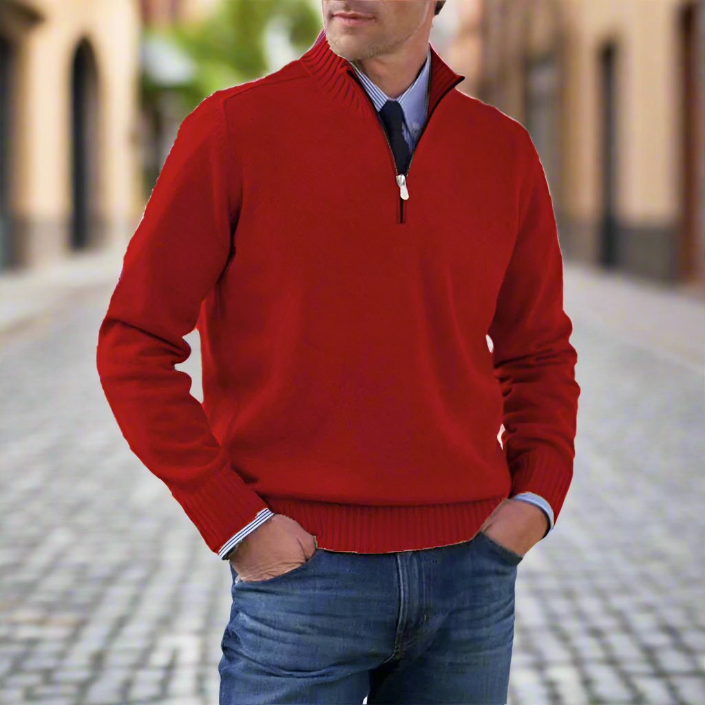 Herrenpullover mit Reißverschluss und klassischem Look