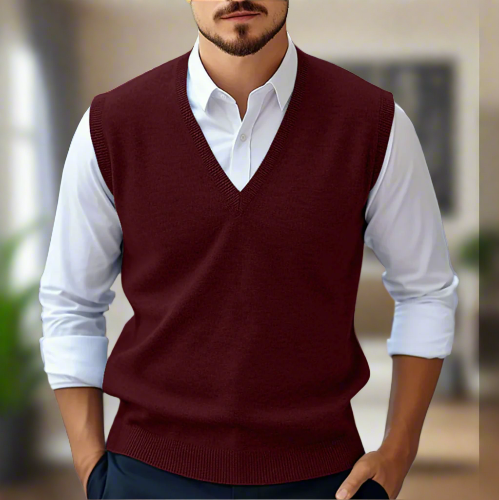 Ärmellose Herrenweste mit V-Ausschnitt perfekt für einen zeitlosen und lässigen Look