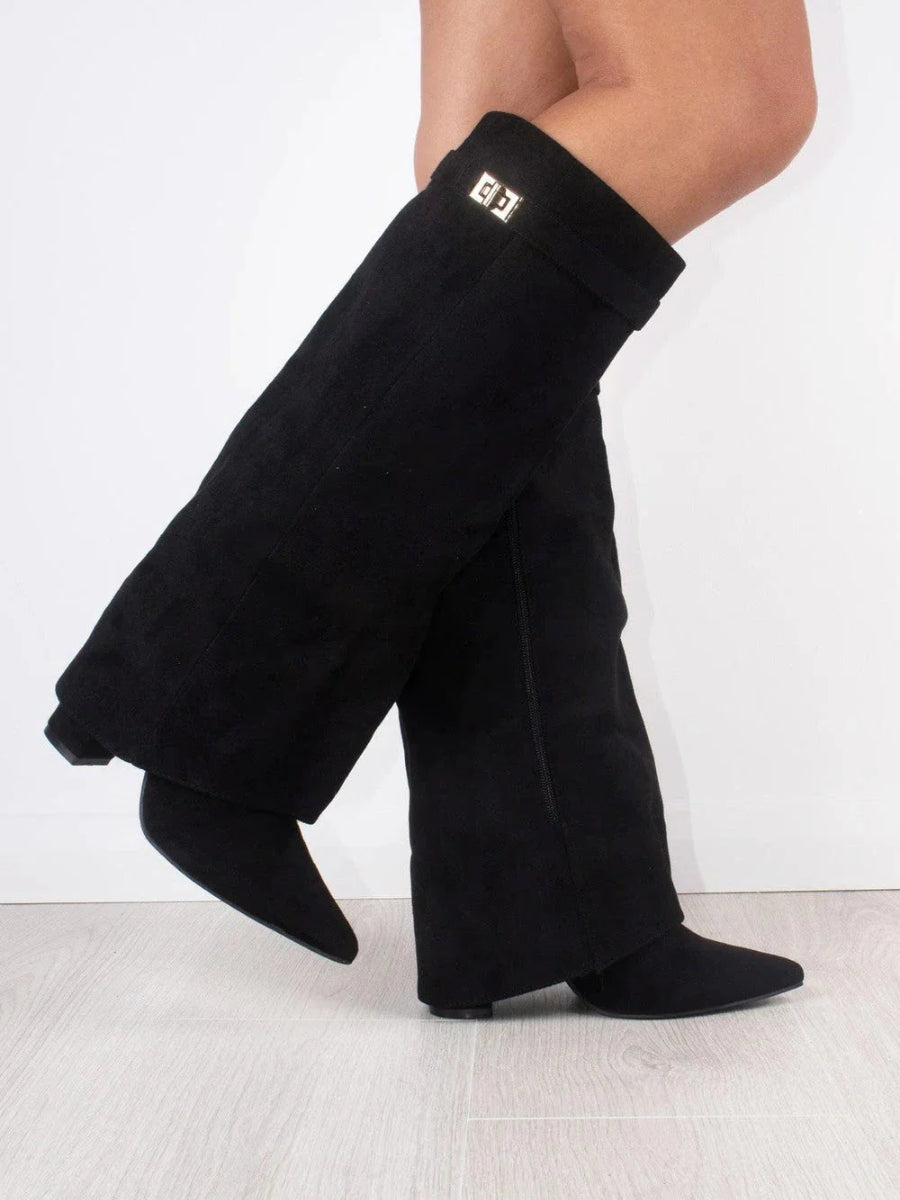 Modische hohe Stiefel für Damen mit verstecktem Absatz und stilvollem Design