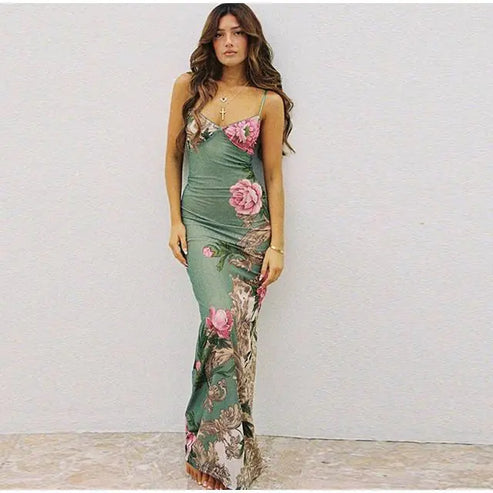 Ärmelloses Kleid mit Blumenmuster und modernem Look