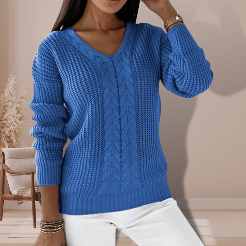 Eleganter Damenpullover mit interessantem V-Ausschnitt