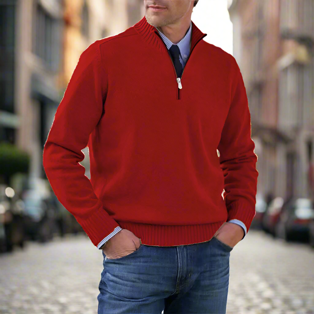 Herrenpullover mit Reißverschluss und klassischem Look