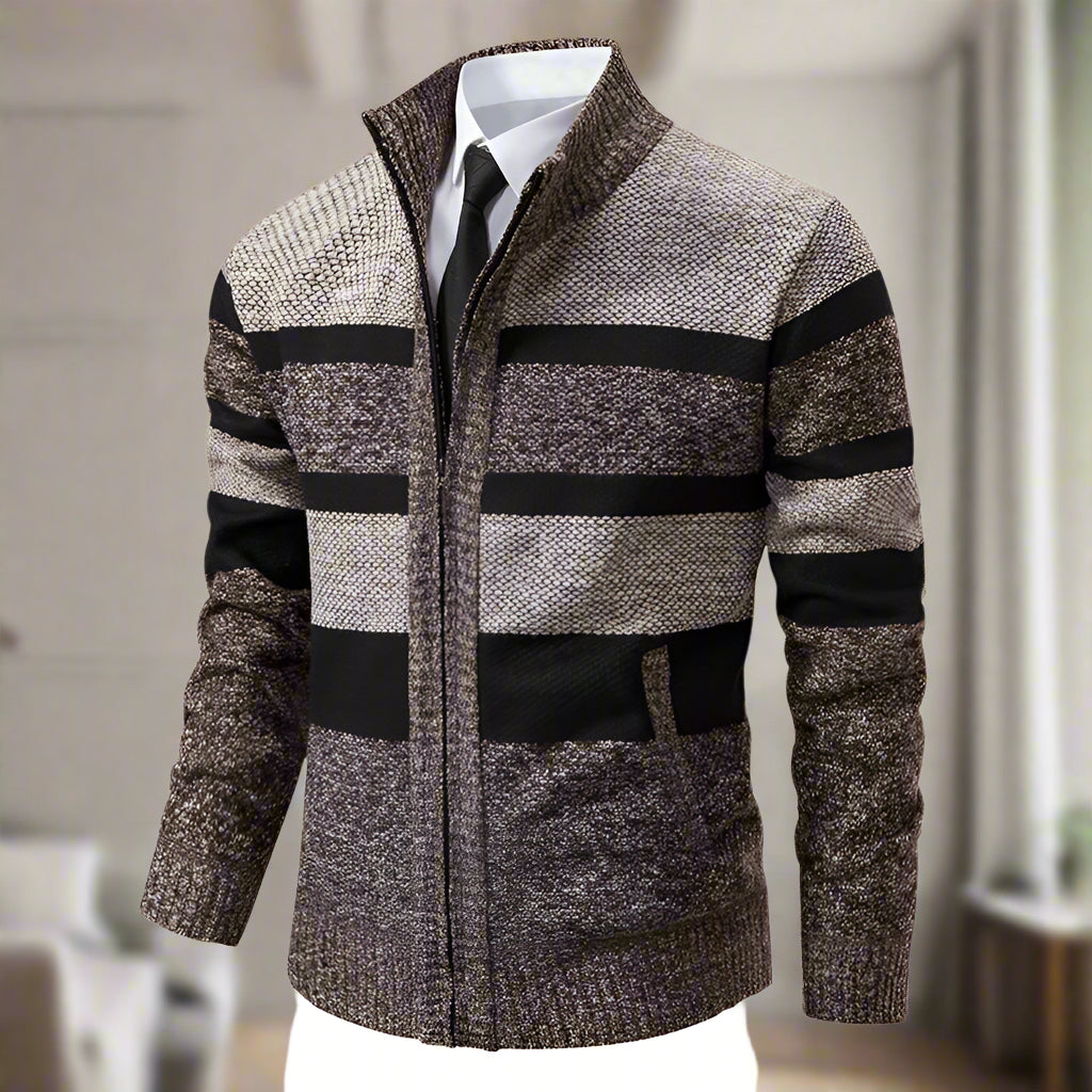Herren Casual Pullover mit Zipper und Hohem Kragen