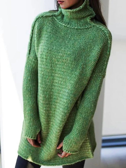 Langer Oversize-Rollkragenpullover für einen lässigen Look