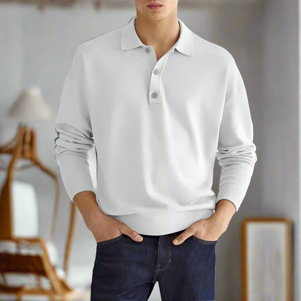 Lässiges Herren-Poloshirt mit langen Ärmeln für den Alltag