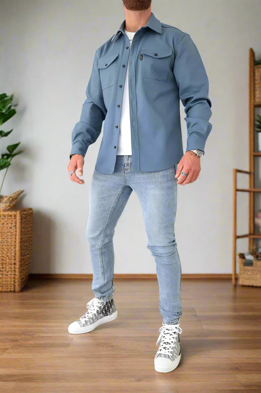 Herren Overshirt Jacke mit Knopfverschluss und klassischem Look