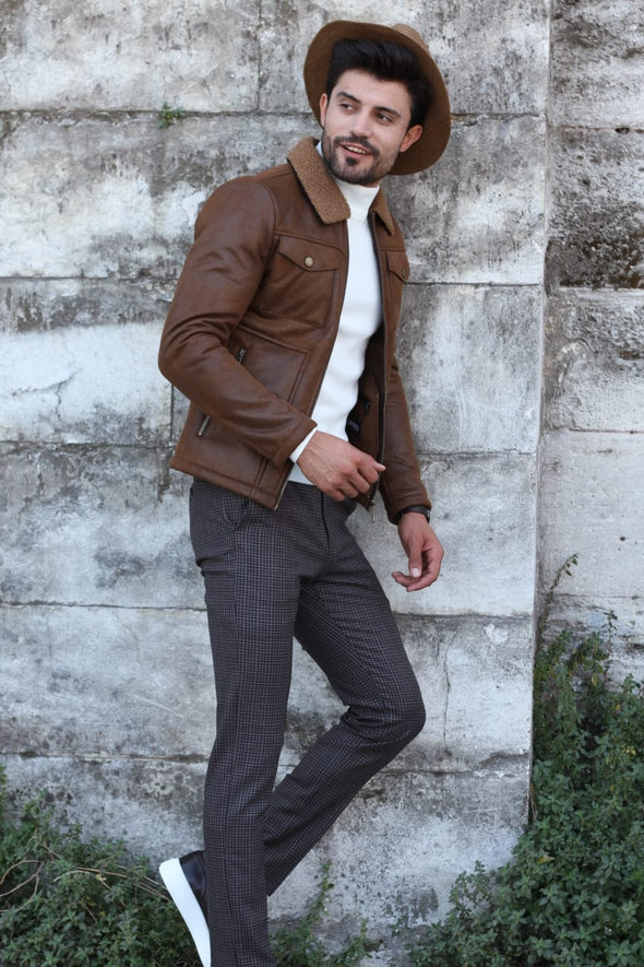 Bequeme Herrenjacke Vintage Design mit Umlegekragen  Ideal für den Alltag