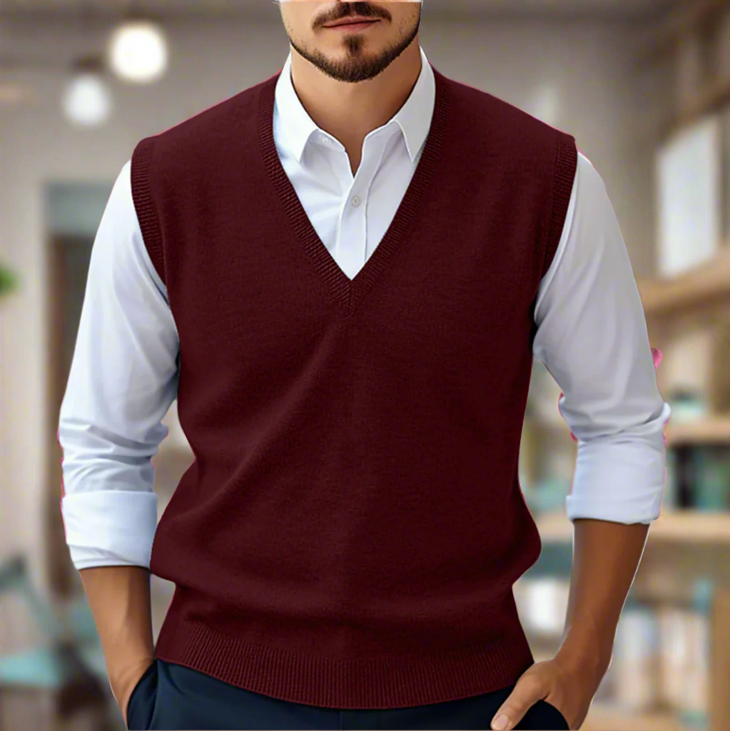 Ärmellose Herrenweste mit V-Ausschnitt perfekt für einen zeitlosen und lässigen Look