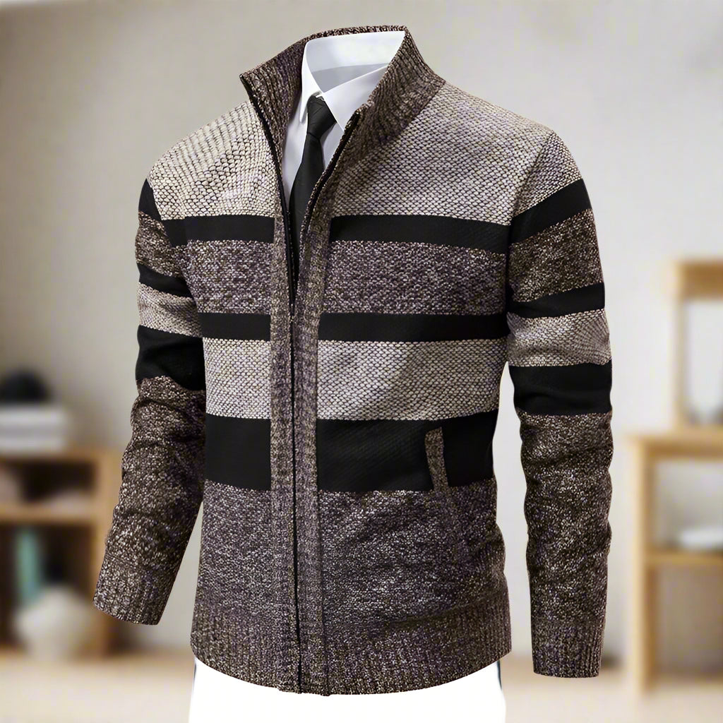 Herren Casual Pullover mit Zipper und Hohem Kragen