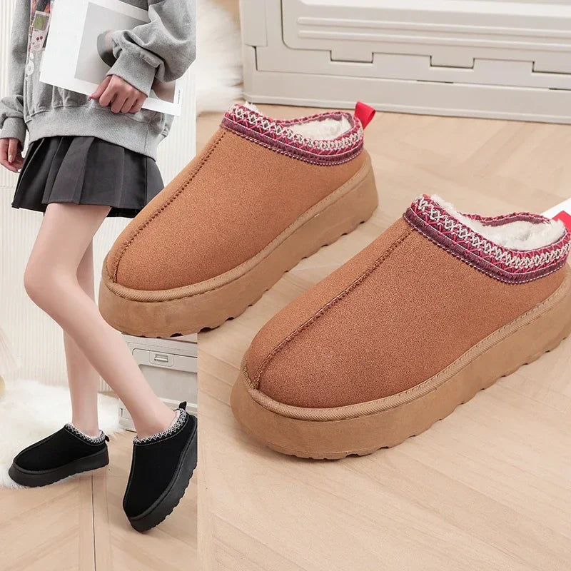 Bequeme Damen Wollslipper mit Warmem Plattform für Gemütlichkeit