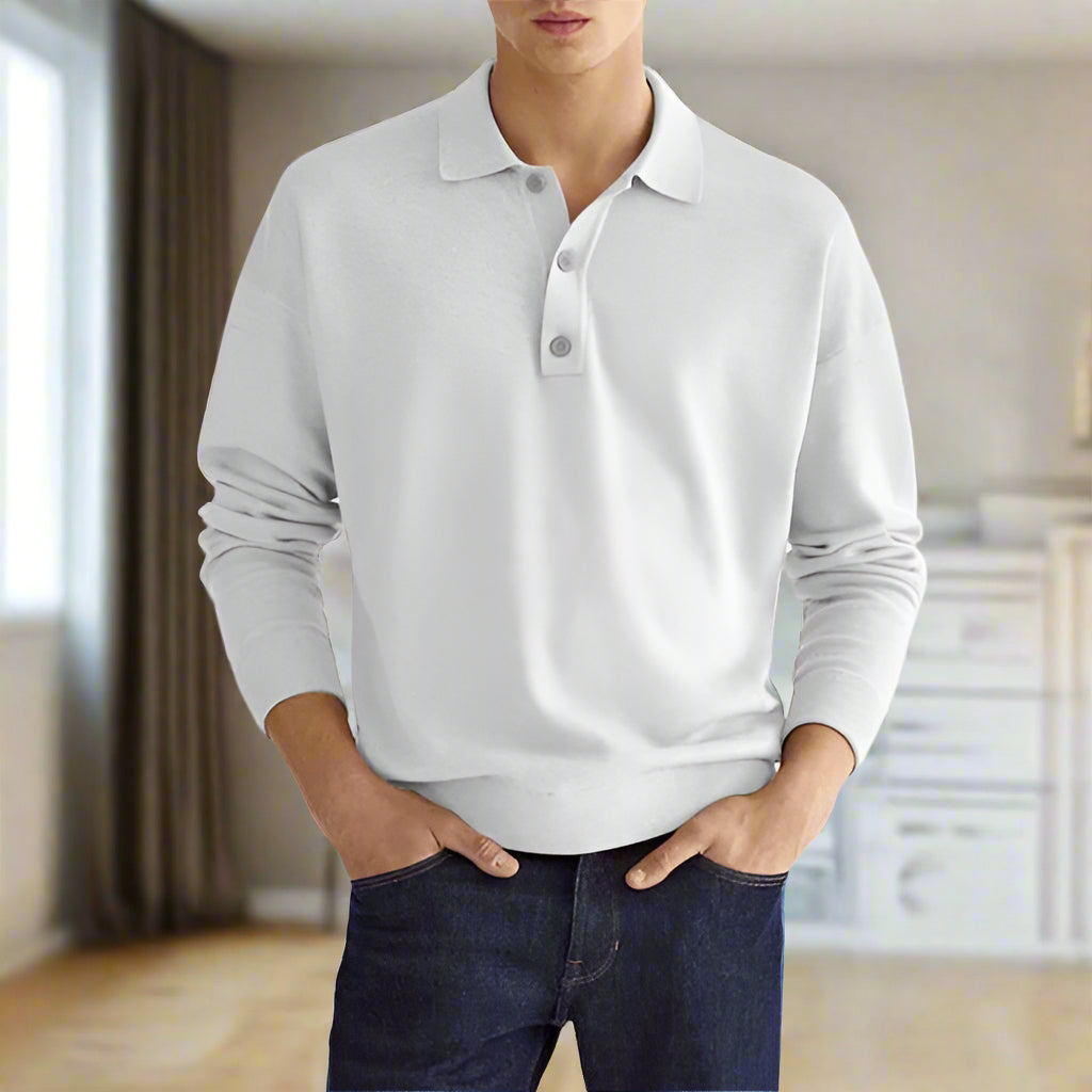 Lässiges Herren-Poloshirt mit langen Ärmeln für den Alltag