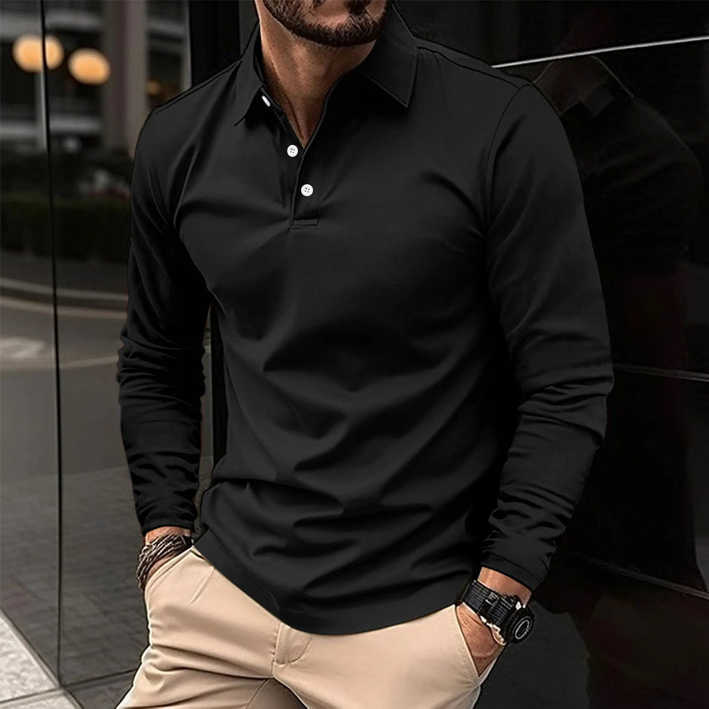Langarm Poloshirt für Herren mit klassischem und schlichten Stil