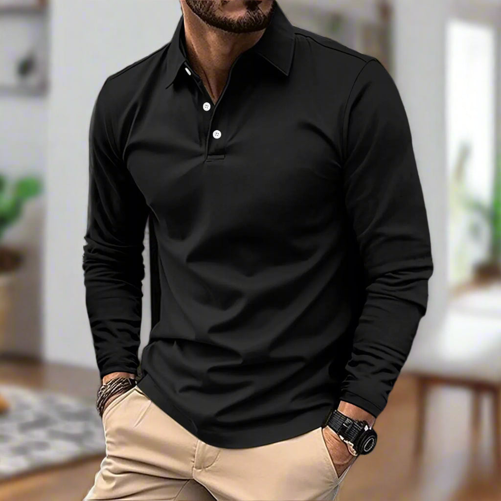 Langarm Poloshirt für Herren mit klassischem und schlichten Stil