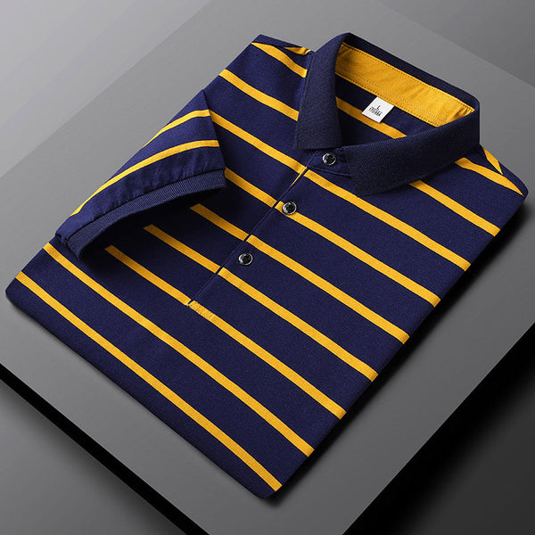 Herren Poloshirt mit Streifenmuster und kurzen Ärmeln im modernen Stil