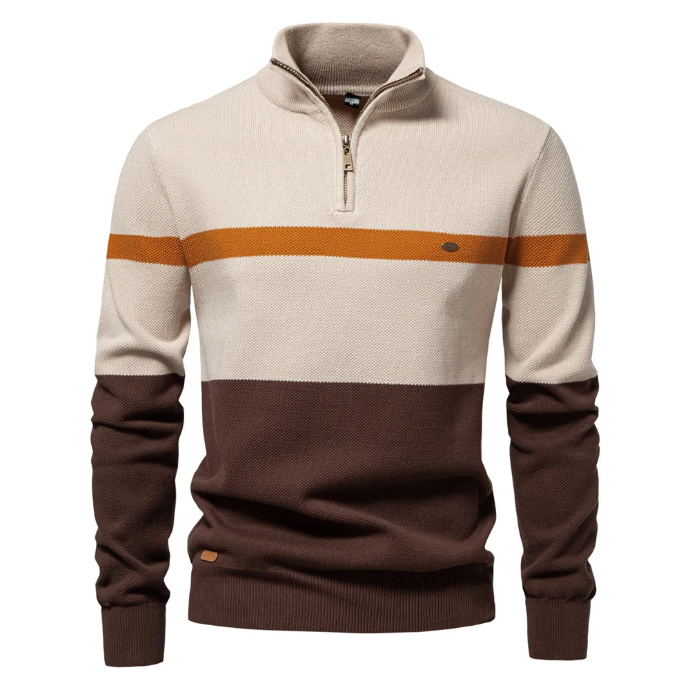 Stilvoller Colorblock-Pullover für Herren mit Halbem Zipper
