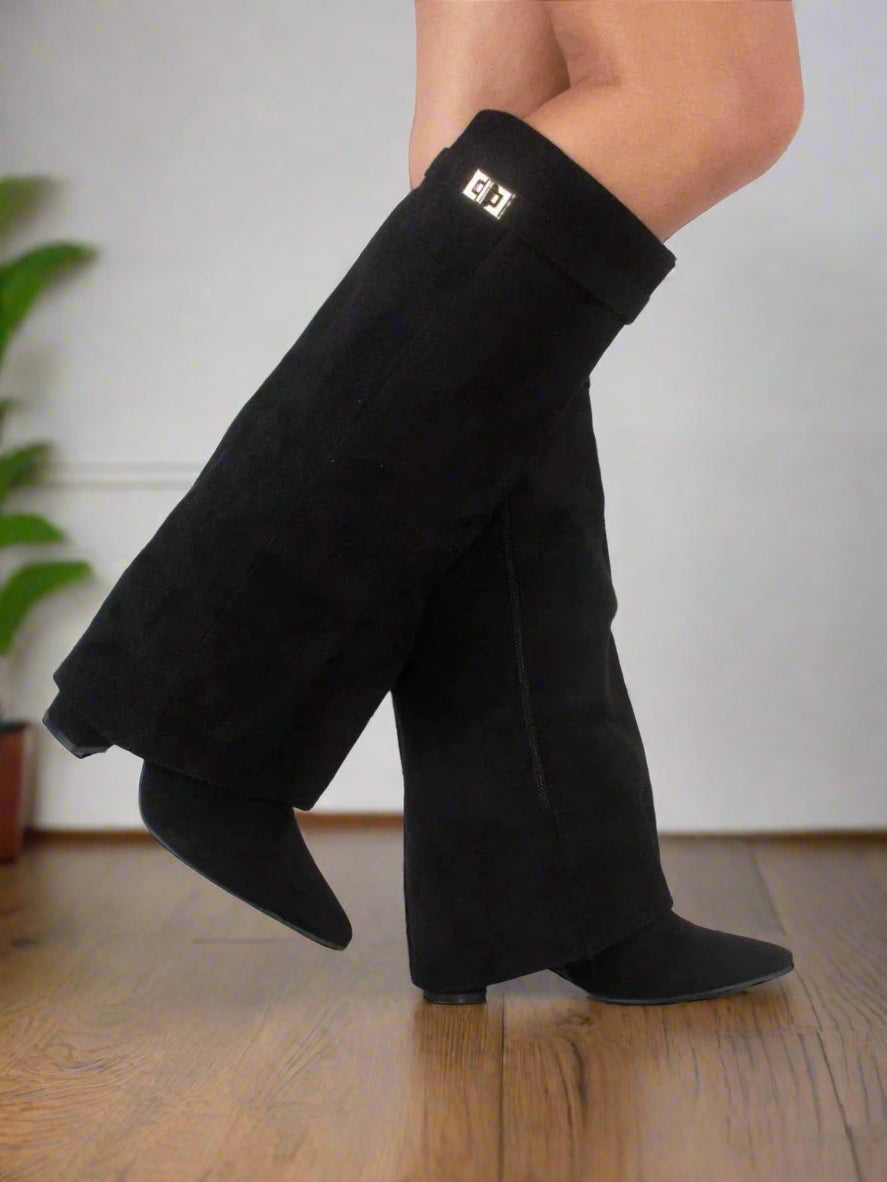 Modische hohe Stiefel für Damen mit verstecktem Absatz und stilvollem Design