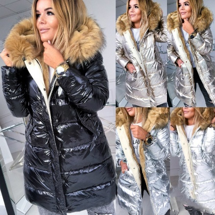 Stilvolle lange Winterjacke mit elegantem Kragen für Damen