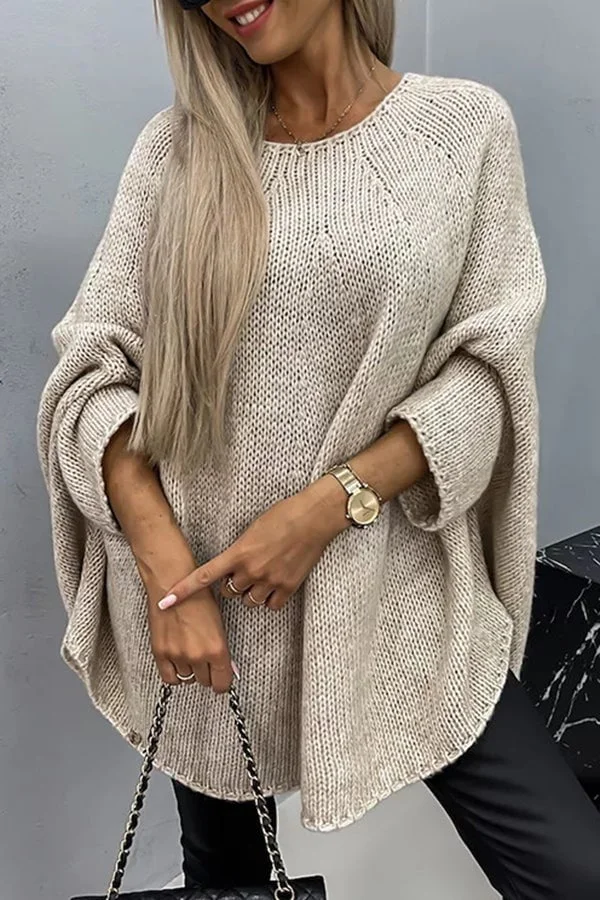 Bequemer Pullover mit Rundhalsausschnitt und elastischer Textur