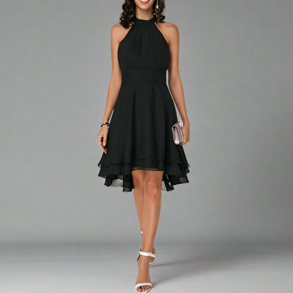 Schickes knielanges Kleid mit asymmetrischem Rock und elegantem Design