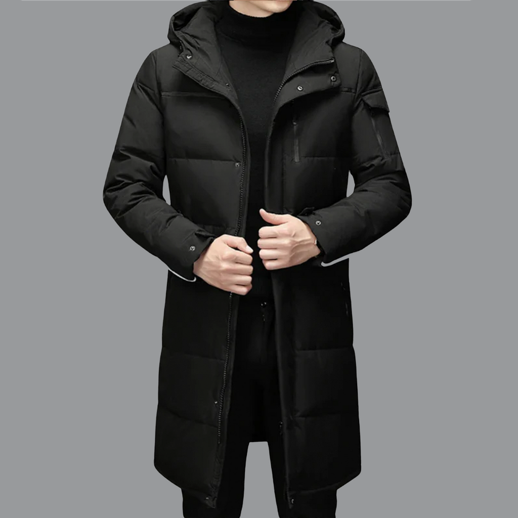 Langer Herren-Wintermantel mit modernem Design für kalte Tage