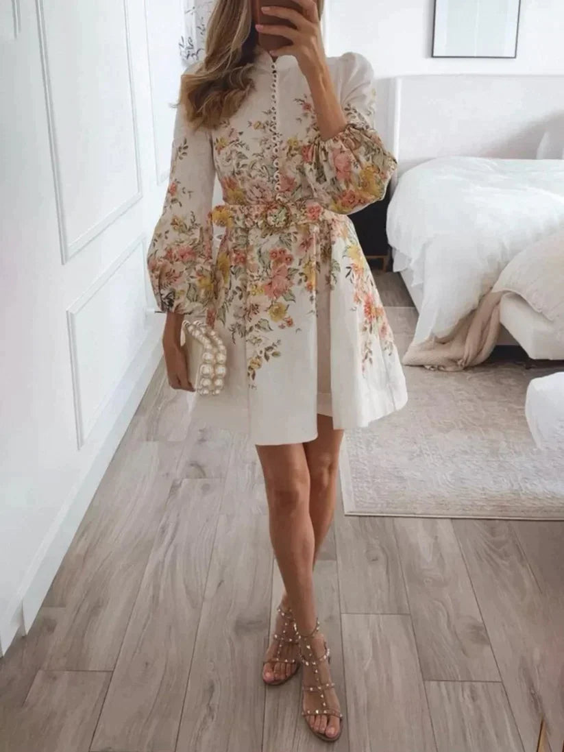 Bedrucktes Minikleid mit eleganter Knopfleiste