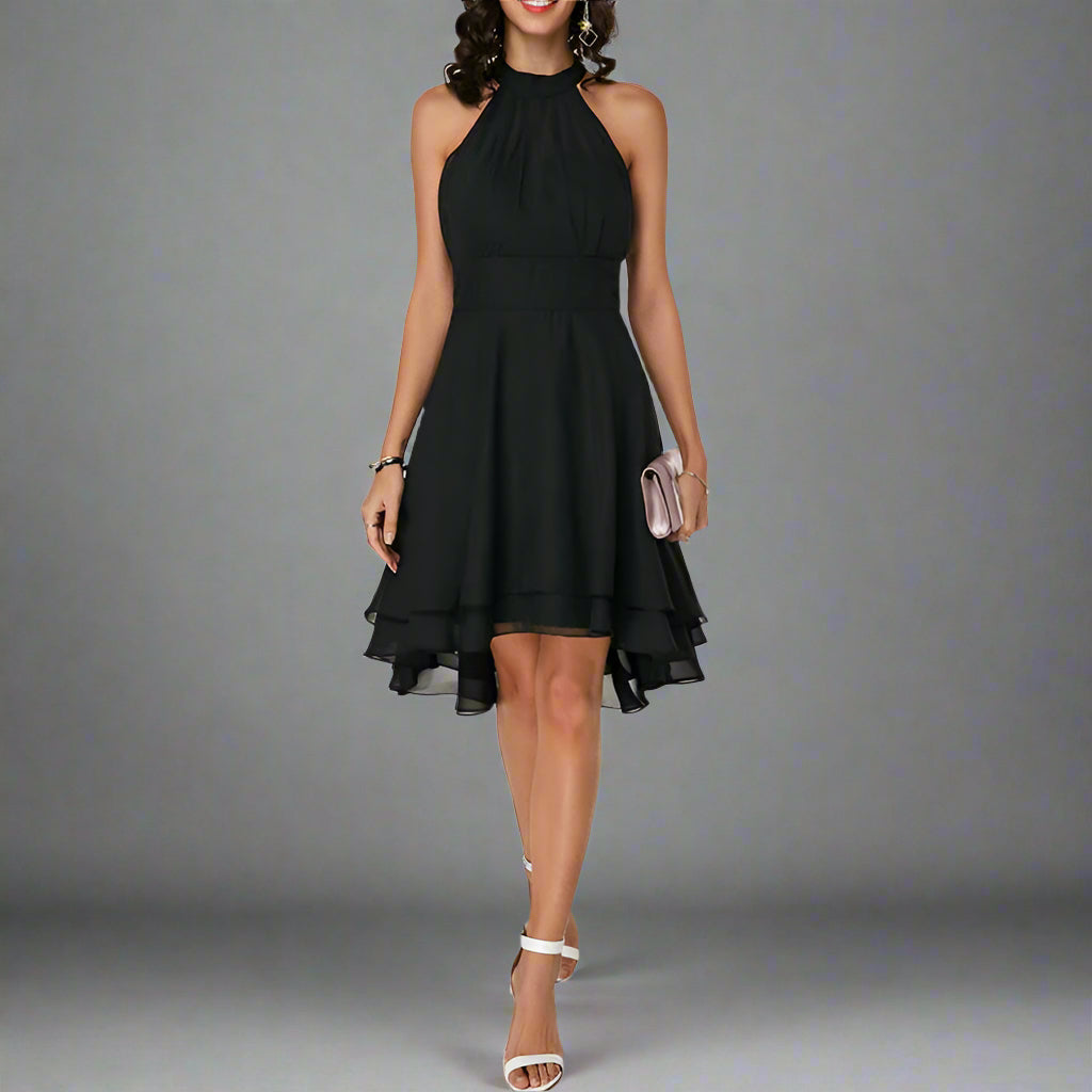 Schickes knielanges Kleid mit asymmetrischem Rock und elegantem Design