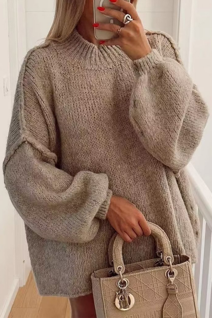 Bequemer einfarbiger Pullover mit Rundhalsausschnitt für den Alltag – vielseitig und bequem