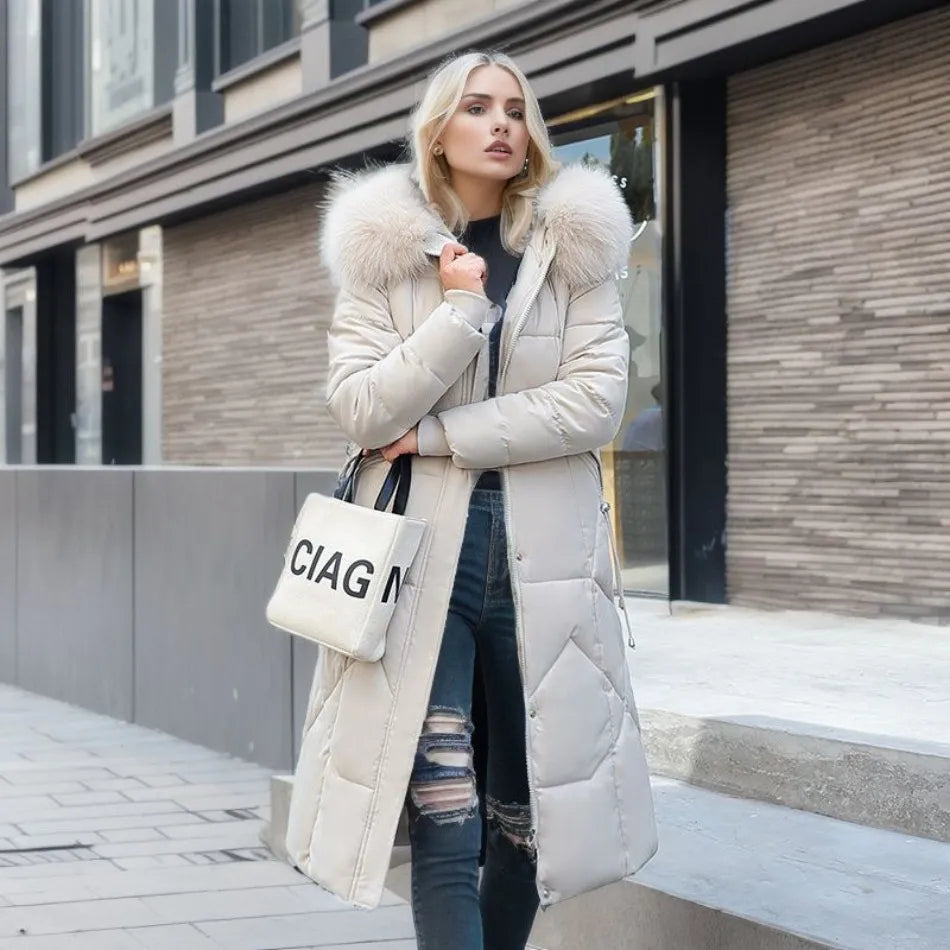 Eleganter langer Wintermantel für Damen