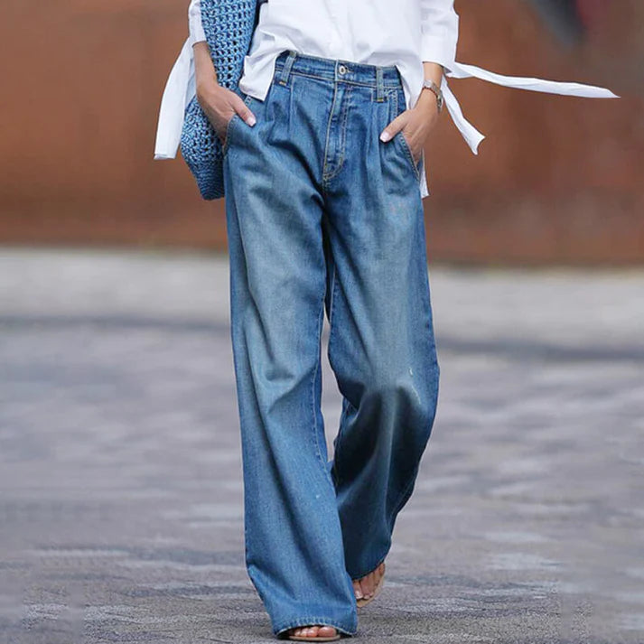 Stylische Damenhose mit hoher Taille und weitem Bein für einen modernen Auftritt