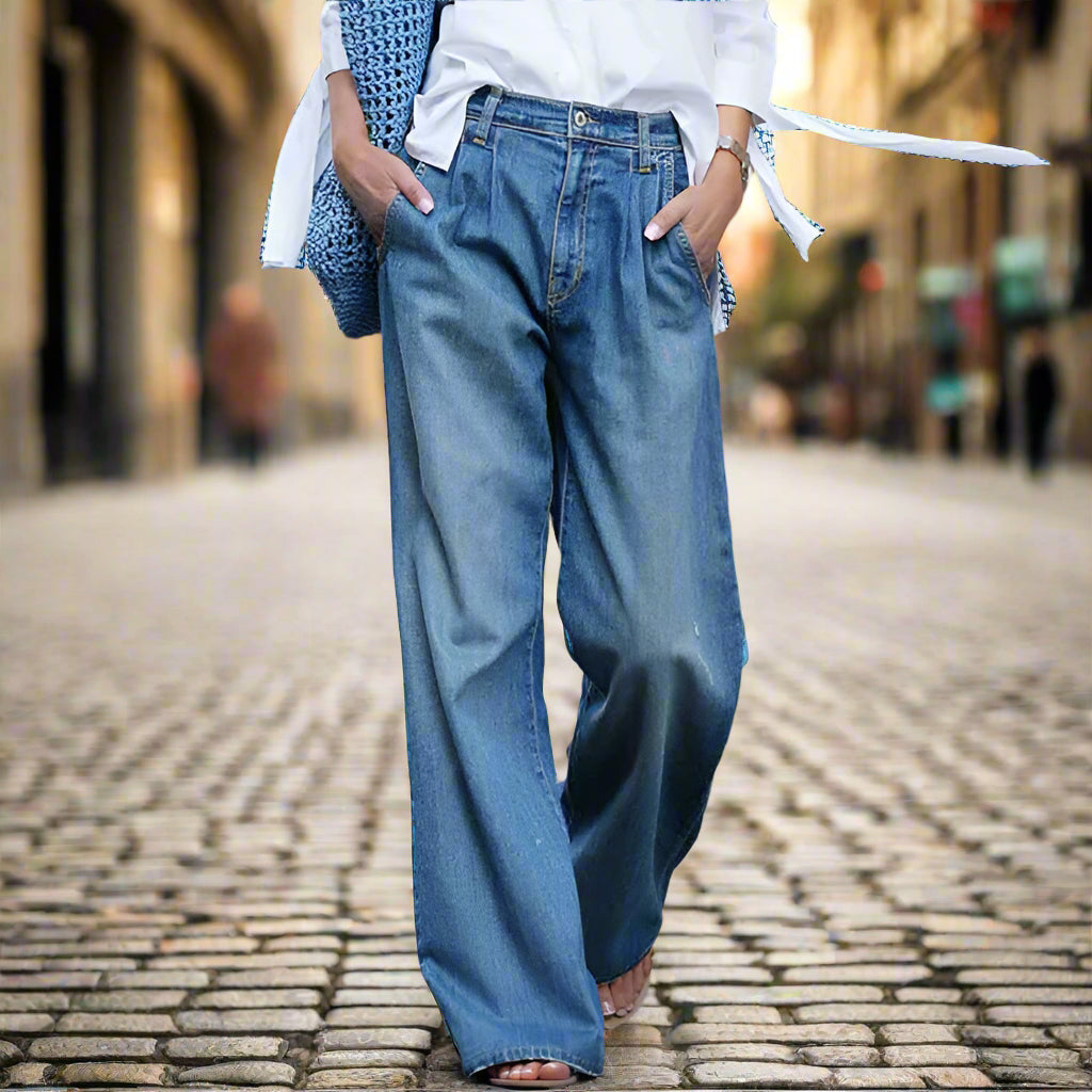 Stylische Damenhose mit hoher Taille und weitem Bein für einen modernen Auftritt